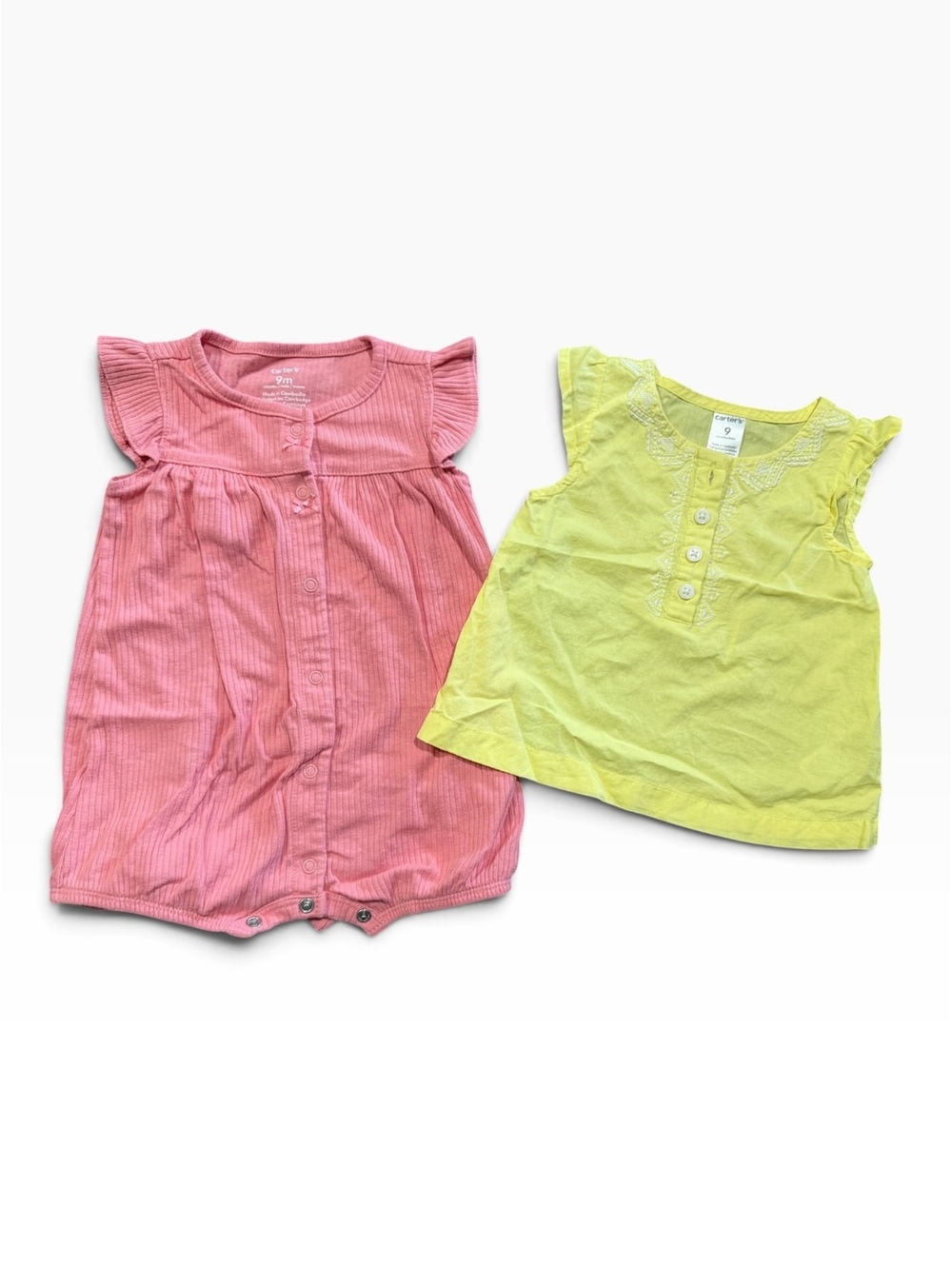 Carter's Baby Girls' 9 Months Pink Romper and Yellow Top Set